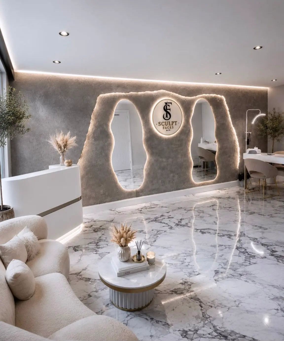 Reception area inside Sculpt Faces Aesthetics